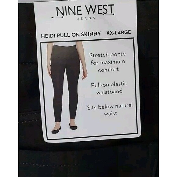 🆕‎ NINE WEST Womens Stretch Skinny Jeans Jeggings Pull On Plaid Black Brown XXL - Picture 7 of 13